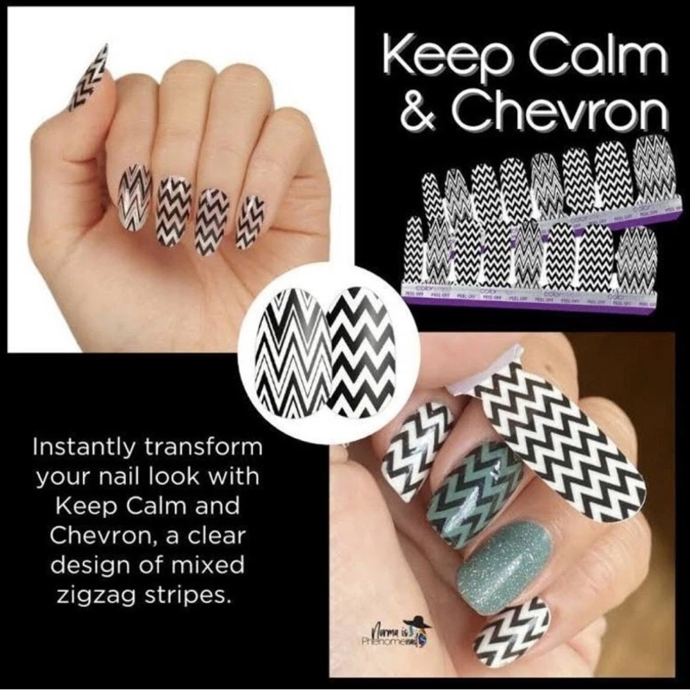 Color Street Keep Calm & Chevron Black and White Press-On Nail Strips